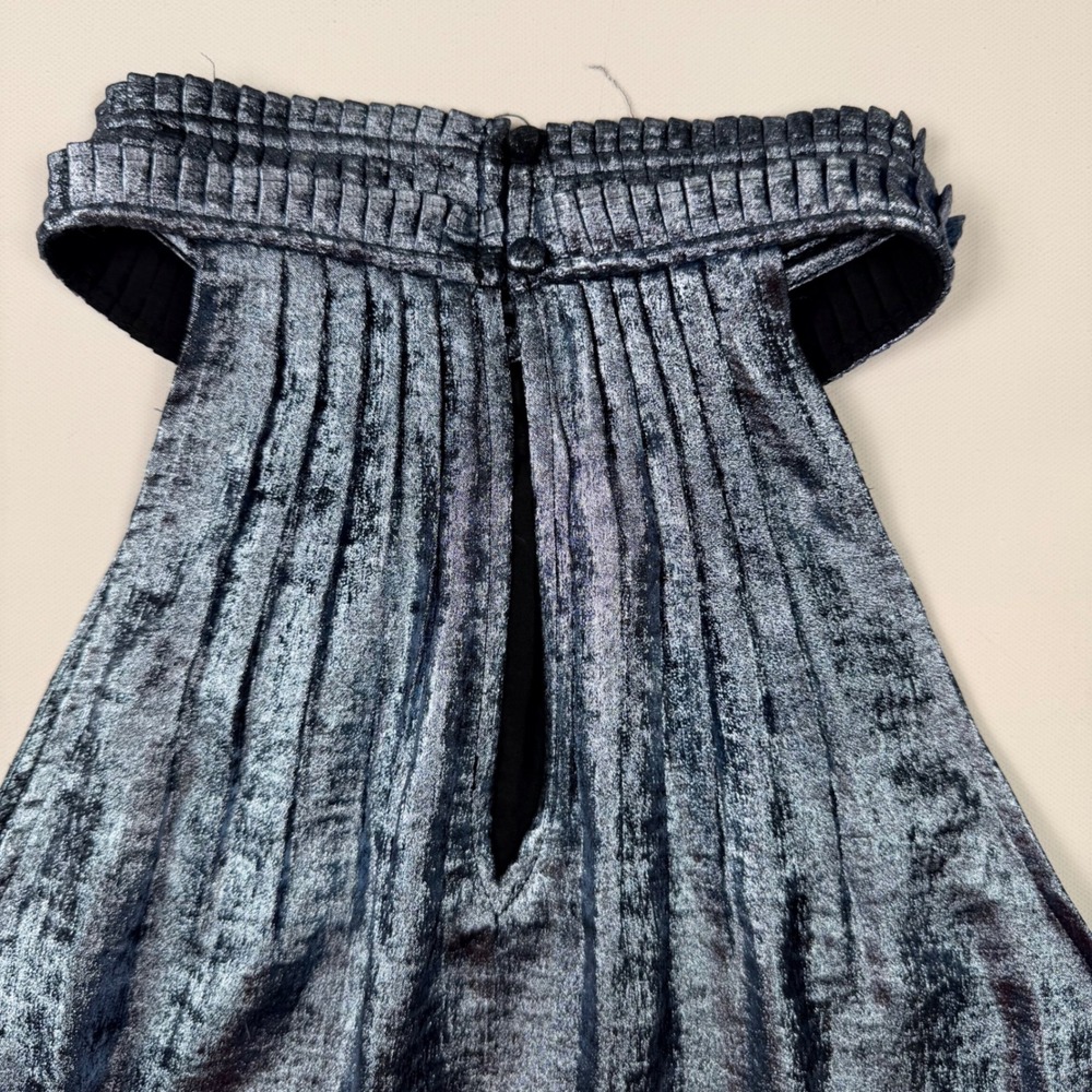White House Black Market Halter Top Women 10 Silver‎ Excellent Metallic Pleated - Picture 5 of 10